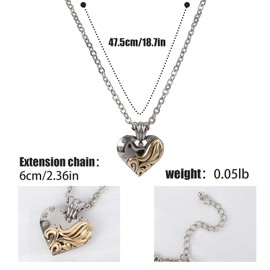 DK.PPFN. Vintage Silver Heart Necklace for Women Retro Acanthus Leaf Love Heart Pendant Necklace Chain Adjustable Chain Cool Heart Charm Simple Statement Necklace Aesthetic Jewelry Gift for Men Adult