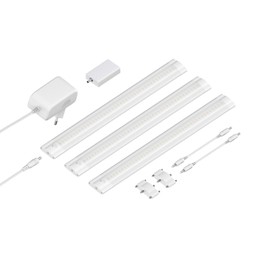 ledscom.de Siris Smart LED Under-Unit Light White Matt with WLAN Controller, Flat, Smart Home, Alexa Enabled (Echo) 30 cm, 370 lm each, White, Dimmable, Set of 3