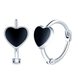 Yumilok Women's Hoop Earrings Silver 925 Sterling Silver Epoxy Pentagram Star Stud Earrings Piercing Children's Jewellery for Girls, Silver