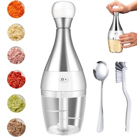 Manual Press Chopper, Stainless Steel Manual Garlic Press and Chopper, Kitchen Gadgets for Smashing Garlic Onion Potato
