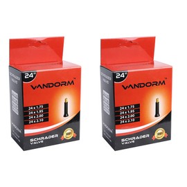 2 PACK Vandorm 24" x 1.75" - 2.10" Butyl Bicyle Schrader Valve Bike Inner Tube Pack