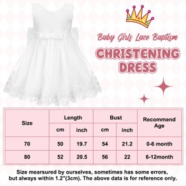 Bunnycool 5 Pcs Baby Girl Baptism Outfit Includes Lace Christening Dresses Bowknot Headwear Cross Charm Bracelet Socks Shoes(0-6 Month)
