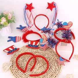 Hotalisona 4th of july headband Patriotic Head Boppers Headband Star Uncle Sam Hat party decorations American Flag USA Independence Day Hairband Hair Accessories Gifts