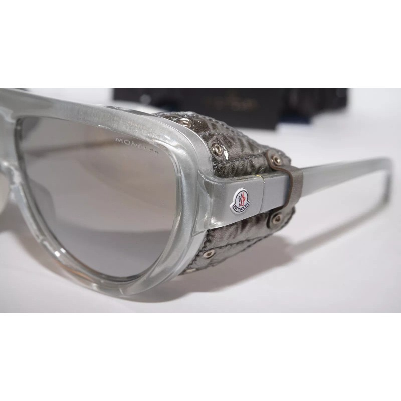 MONCLER New Sunglasses Grey Pearl Mirror Plastic Aviator ML0089 20C