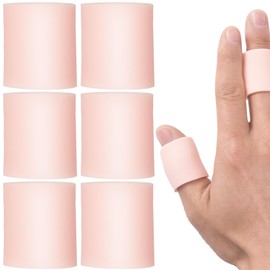Pndeyo 6pcs Gel Finger Sleeves, Elastic Tube Silicone Finger Support Sleeve, Soft Finger Cushions Protector for Reliefing Hands Cracking Trigger Finger Pain- Nude