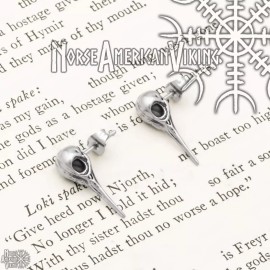 Norse American Viking Viking Raven Skull Stud Earrings 316L Stainless Steel