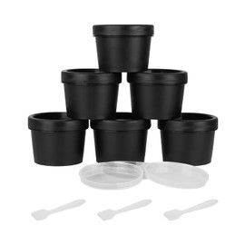 Plastic Cream Jars Travel Containers for Toiletries 3.4oz 6 Pack TSA Approved Wide-mouth Cosmetic Pot Jars with Lids Leak Proof Travel Size Containers for Makeup Face Cream(Black)