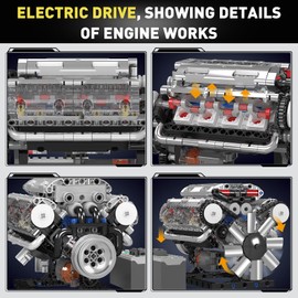 Mould King 10088 Technik V-8 Engine Building Blocks Model, 535 Pieces Engine Model Kit Building Block Set as Toy/Gift/Collectibles