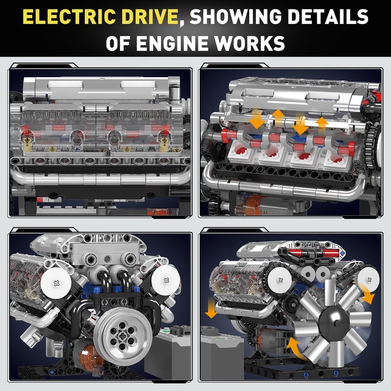 Mould King 10088 Technik V-8 Engine Building Blocks Model, 535
