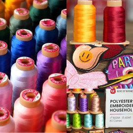 Richword Selected 800M 20 Colors Embroidery Thread,40WT(108D/2) Polyester Embroidery Machine Thread Set, for Embroidery Machines and Sewing Machines