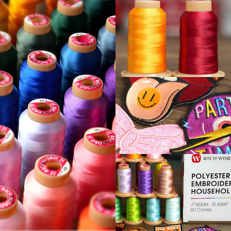 Richword Selected 800M 20 Colors Embroidery Thread,40WT(108D/2) Polyester Embroidery Machine