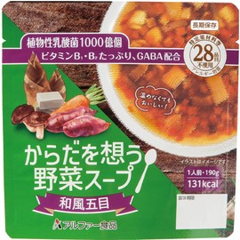 Alphar Foods Vegetable Soup, Considering the Body, 6.7 oz (190 g), Retort, Long-term Storage (Japanese Style Gomoku)