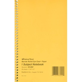 National Brown Board Cover Notebook, Narrow Ruled, 1 Subject, Green Eye-Ease Paper, 7.75" x 5", 80 Sheets (33002)