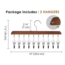 StorageWorks Hat Rack, Closet Organizer and Storage for Baseball Caps,Set of 2 with 10 Adjustable Stainless Steel Clips, Fits All Caps, Natural Walnut Color