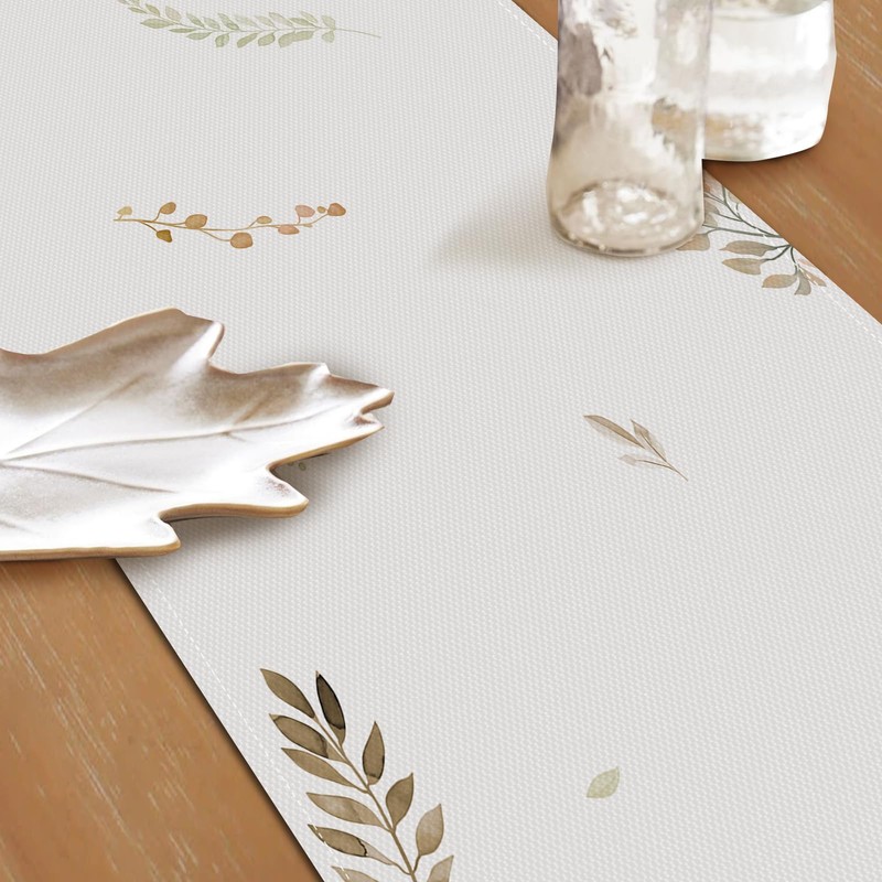 Bonhause Fall Pumpkin Leaves Table Runner, Pumpkin Table Runner for