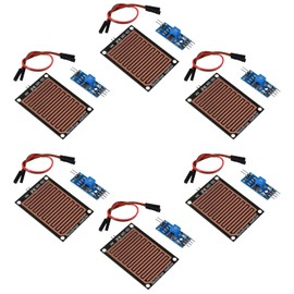 6 Pcs Water Sensor Rainwater Module Rain Rain Drops Detection Moisture Monitor Sensor 3.3V-5V LM393 Weather Humidity Module