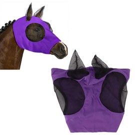 Horse Fly Mask, Adequate, Breathable Fabric, Wide Applications, with Ears, for Horses (Purple)