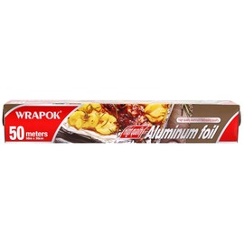WRAPOK 1 x Sheet Kitchen Foil Roll Heavy Duty Aluminium Baking Foil for BBQ Roasting, 30cm x 50m
