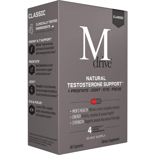 Mdrive Classic for Men’s Health, Support Healthy Prostate, Eyes, Joint, Energy, Stress Relief, Manage Cortisol, KSM-66 Ashwagandha, Beta-Sitosterols, Lutein, Zeaxanthin, Boswellia, 60 Capsules