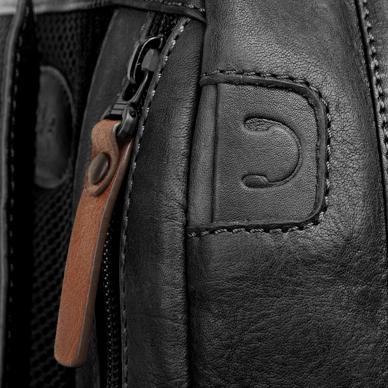 X-ZONE 020625 Rucksack Genuine Leather for Men and Women, black,