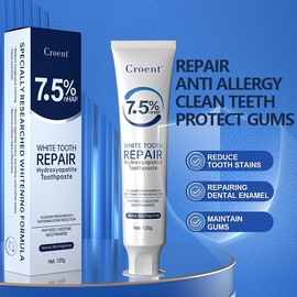[7.5% Hydroxyapatite Toothpaste] Professional Enamel Repair & Stain Removal - Mint Flavored Whitening Toothpaste for Sensitive Teeth - 120g (4.23oz(Pack of 2), Mint Fragrance)