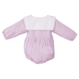 Salute Baby Girl Peter Pan Collar Romper Cotton Causal Long Sleeve Jumpsuit Newborn Baby Bodysuit Outfit Clothes 90 Pot Lavender