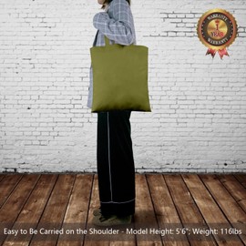 TOPDesign 6-Pack Economical 16"x15" Olive Green Cotton Tote Bags, Lightweight Medium Reusable Grocery Shopping Cloth Bags, Suitable for DIY, Advertising, Promotion, Gift, Activity