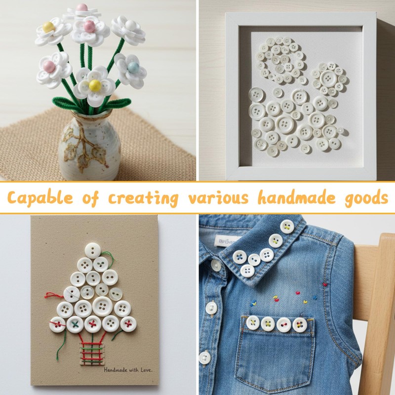 100 Pcs White Buttons for Crafts 1 Inch 2 Hole