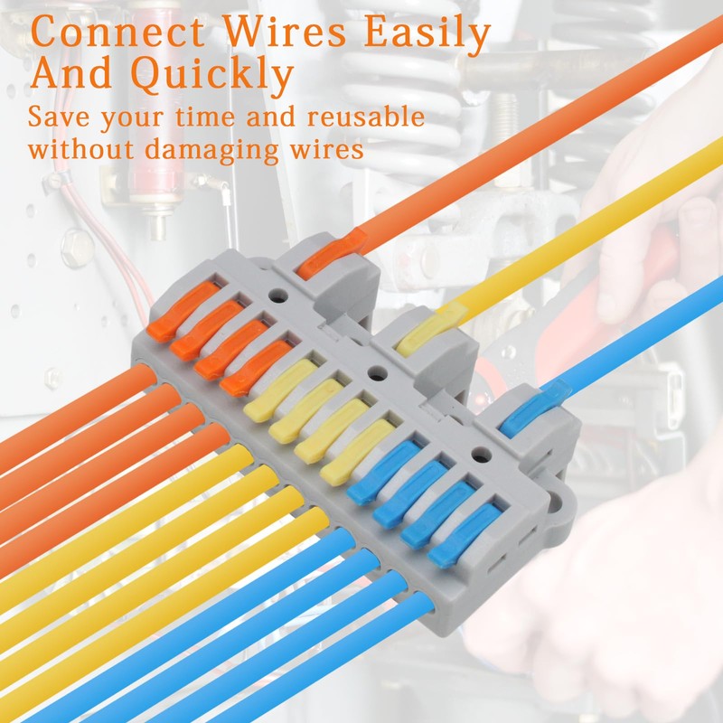 PHITUODA 4Pcs DIN Rail Terminal Blocks 28-12AWG Quick Wiring Cable