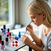 3 Stück Resin Nageldesign-Palette mit Farbmischung & Goldrand – Gel-Farbdisplay