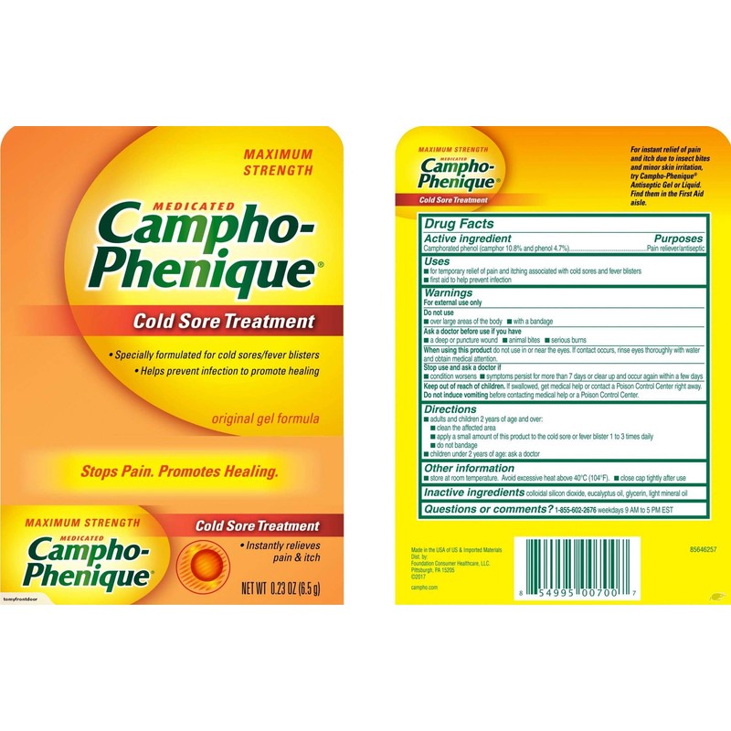 Campho-Phenique Cold Sore Treatment Original Gel Formula, 0.23 OZ