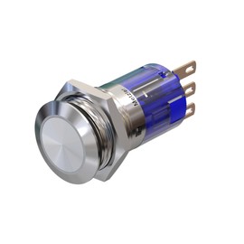 Metzler - Pressure Switch 16 mm - IP67 IK10 - Stainless Steel - Flat - Solder Contacts