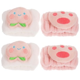 Baluue 2 Pairs Plush Absorbent Face Washing Wristbands for Skincare Spa and Makeup Water-Resistant Towel Bands for Adults and Teens