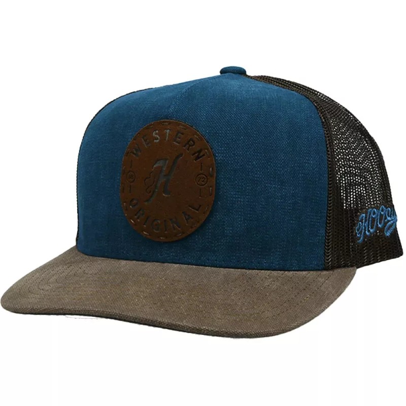 HOOEY "SPUR" BLUE/BROWN Leather Patch Hat 2114T-BLBR