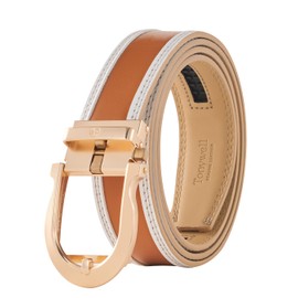 Tonywell Men's Leather Ratchet Belt, 1 3/8" Adjustable Dress Belt, Trim to Fit