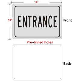 Entrance Signs Metal Reflective 10" x 14" Entrance Signs For Business Rust Free Aluminum UV Printed Easy Mounting Outdoor Use Waterproof Sturdy 2 Pack