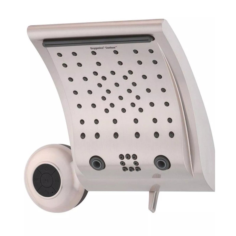 Oxygenics, Brushed Nickel Contour 6-Setting Rainfall Shower Head + BT