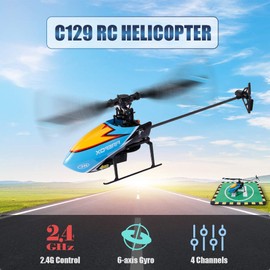 GoolRC C129 RC Helicopter for Adults and Kids, 4 Channel 2.4Ghz Remote Control Helicopter with 6-Axis Gyro, Aileronless RC Aircraft with Altitude Hold and 3 Batteries (Blue)
