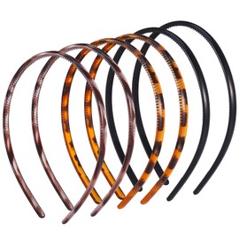 Halinuia Pack of 6 Women's Plastic Hair Band with Non-Slip Teeth Hair Band for Skincare Face for Sports Black Brown