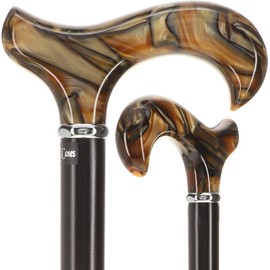 Royal RC Canes Golden Sienna Derby Cane – Stylish Adjustable Walking Stick for Men and Women – Lightweight Aluminum Shaft with Black Beech Wood and Sleek Silver Collar – Fashionable & Durable