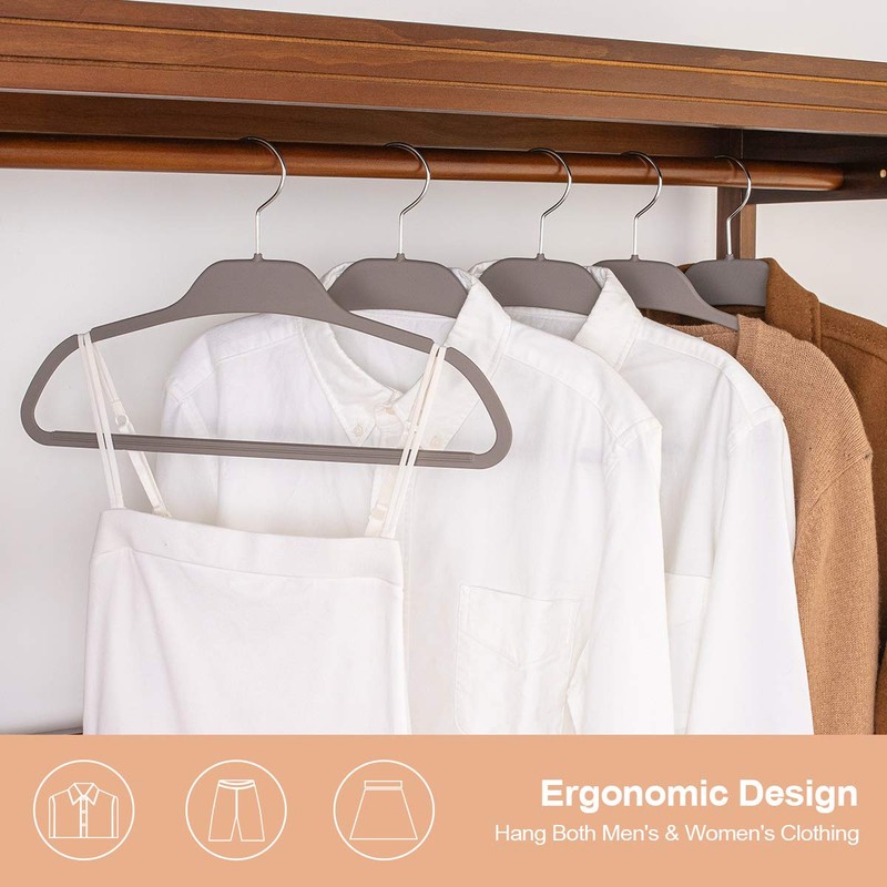 ELONG HOME 30 Pack Rubberized Hangers with Non-Slip Grip, Durable