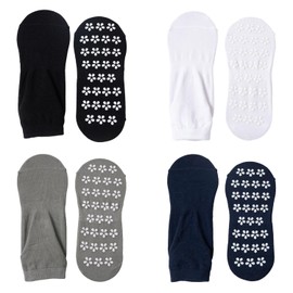 MAXQUU 4 Pairs Polka Dot Socks with Grip Non-Slip Socks, Breathable and Sweat-Absorbing, Women's Yoga Socks, Trampoline Socks, Indoor Floor Socks, Fitness Non-Slip Socks, black