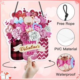 Putuo Decor Double Sided Happy Valentine's Day Door Sign PVC St. Patrick's Day Hanging Sign Reversible Welcome Sign for Porch Farmhouse Valentine Wall Front Door 12.2 x 11.4 in