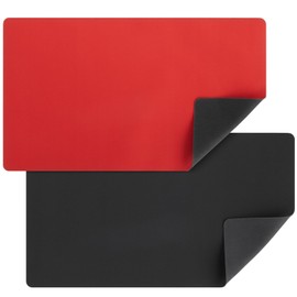 2 Pack TCG Playmat, Card Game Mat for MTG, Board Games, and Table Magic (Black/Red, 24x14 in)