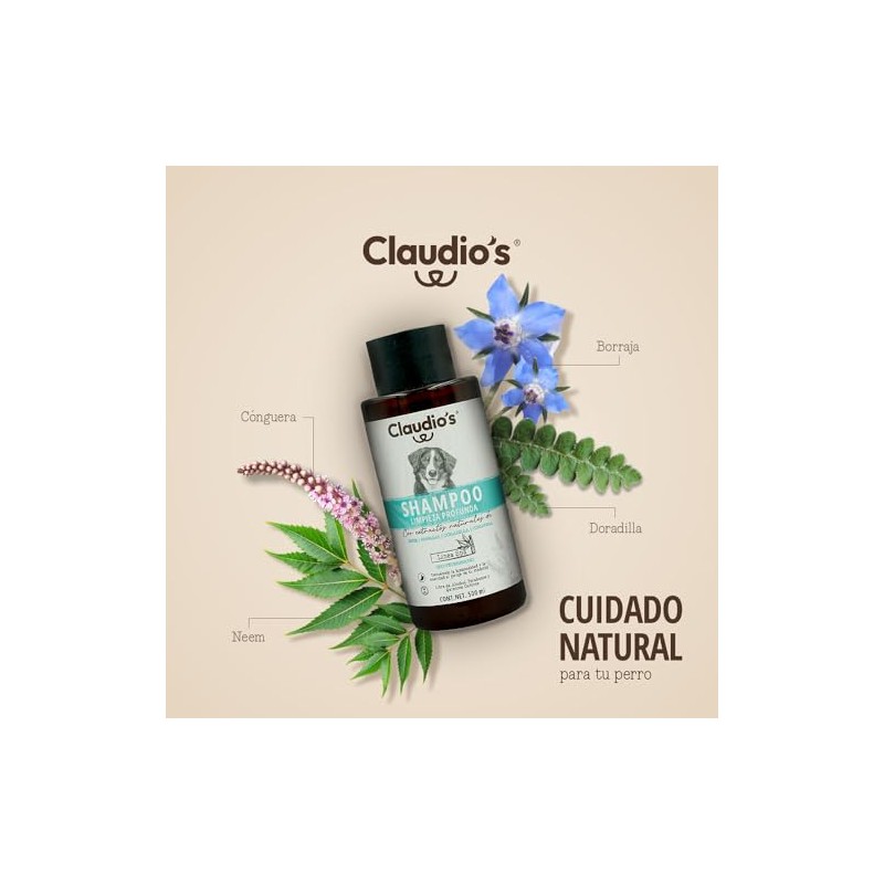 Shampoo Claudio's para Perros - Limpieza Profunda. 500 ml