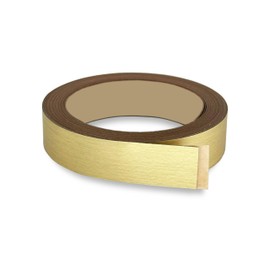 Brushed Gold PVC 1 inch x 25 ft Edge Banding Peel Stick Tape Adhesive Metal Edging Veneer Aluminum Trim Flexible Strip Molding MDF Wood Cabinet Laminate Shelf Furniture Countertop Formica Plywood