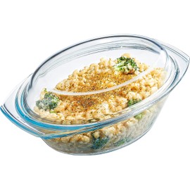 Simax Clear Oval Shaped Glass Casserole with Tight Fitting Lid – Heat, Cold and Shock Proof – Made in Europe – Oven, Freezer and Dishwasher Safe – 3 Quart (Plus 1.4 Quart Lid) Glass Baking Dish