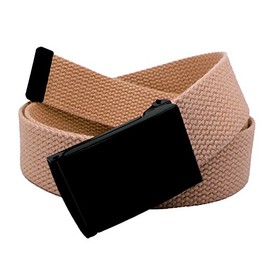 Build A Belt 1.25" Wide Black Flip Top Buckle with Canvas Web Belt (Boys Large Khaki)