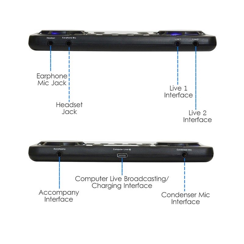 V300 Pro Live Sound Card Multifunctional Rechargeable BT Sound Card