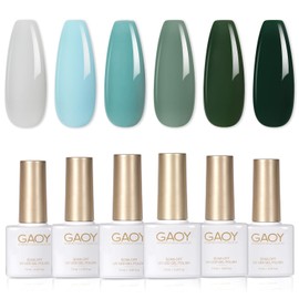 GAOY GAOY Green Gel Nail Polish Set, 6 Colors Dark Forest Green Blue Gray Soak Off UV Light Cure Gel Polish Kit for Salon and Nail Art DIY at Home
